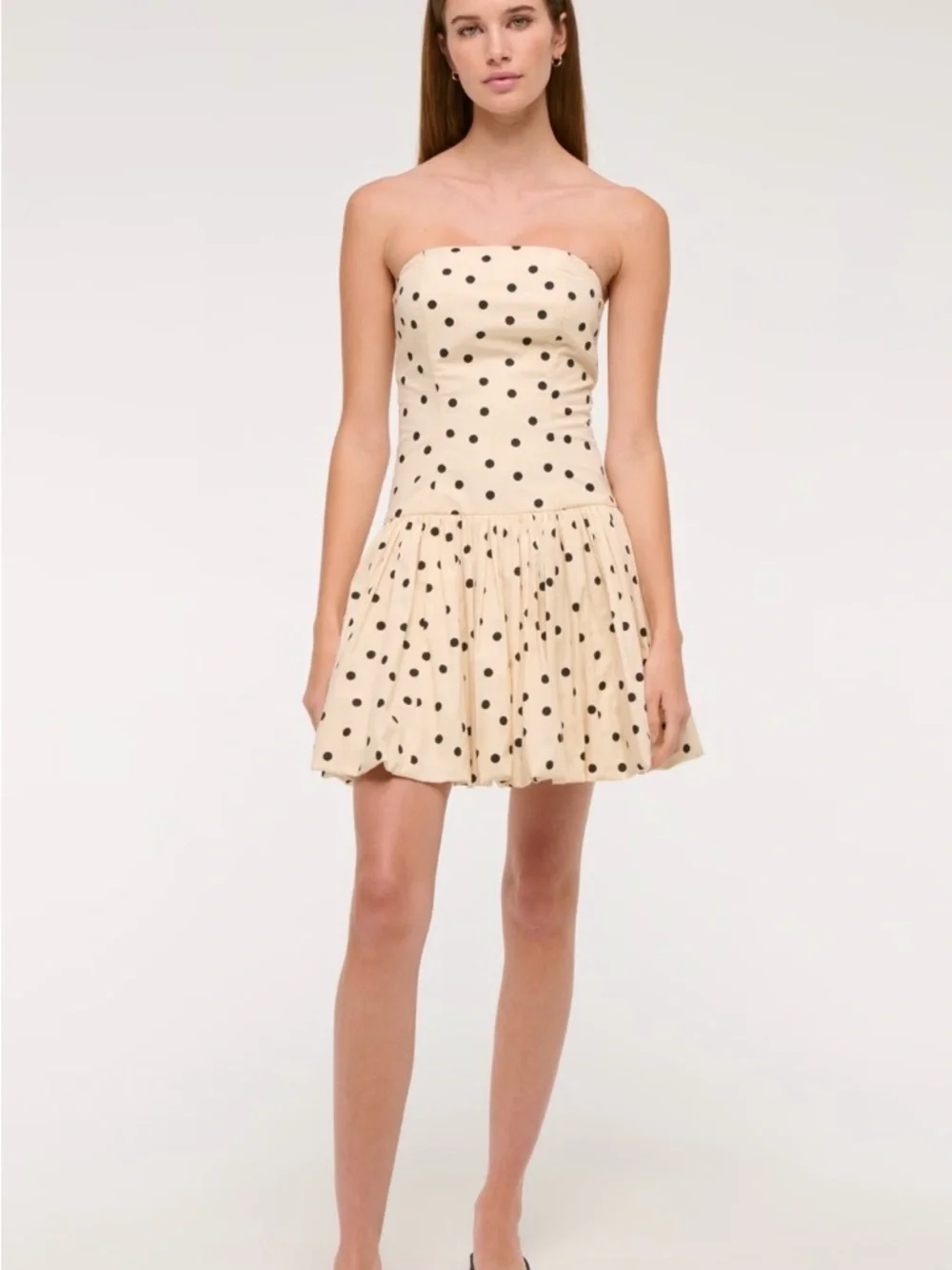 Abercrombie & Fitch Cream Strapless Polka Dot Dress - Picture 2 of 8